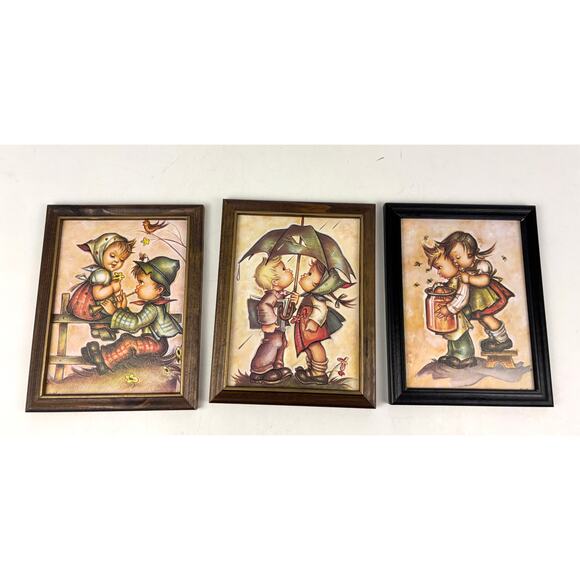 Vintage Hummel Framed Lithograph Prints Children 1970s Cottage Decor Lot of 3 - Picture 12 of 13